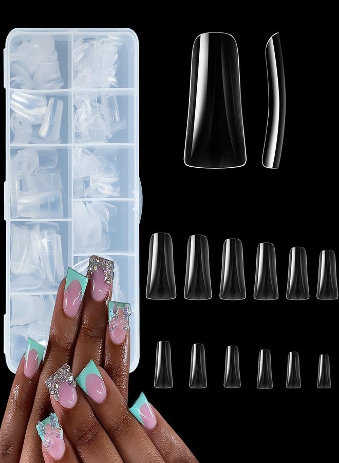 ASONRL 504Pcs Clear Duck Nail Tips Full Cover Duck Nails Tips Press Ons - 12 Sizes Acrylic Gel DIY Nail Extensions for Salon-Worthy Duck Shaped Manicures & Nail Art with Box - Image 1